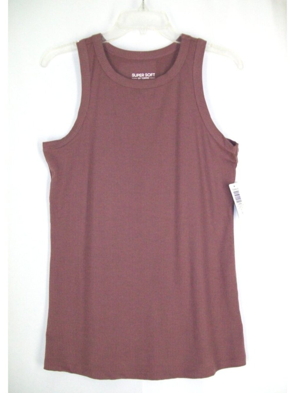 Torrid Super Soft Rib Knit Tank Top 0 L 12 Rose Taupe Sleeveless High Neck NEW